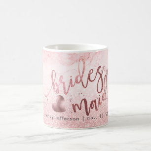 Bridesmaid Script Imitats Rose Gold + Snow Bokeh Kaffeetasse
