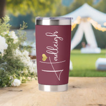 Bridesmaid | Script Name Gold Heart Burgundy