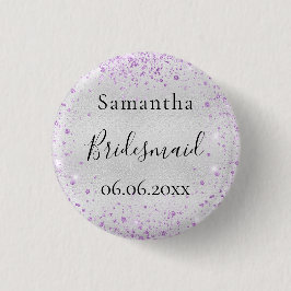Bridesmaid silber violett funkeln eleganten Namen Button
