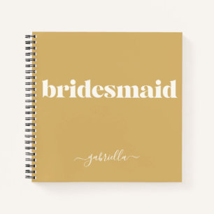 Bridesmaid Simple Minimalistisch Modern Name Musta Notizbuch