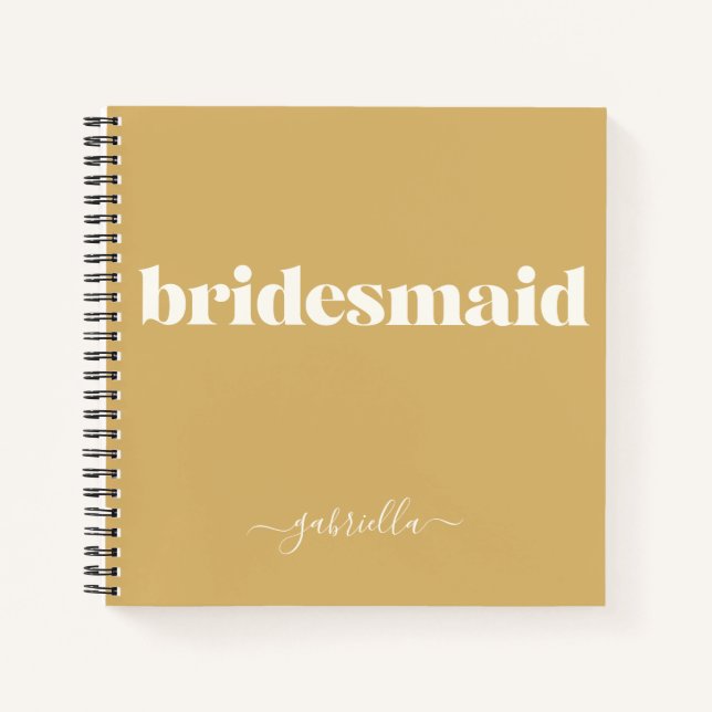 Bridesmaid Simple Minimalistisch Modern Name Musta Notizbuch (Vorderseite)