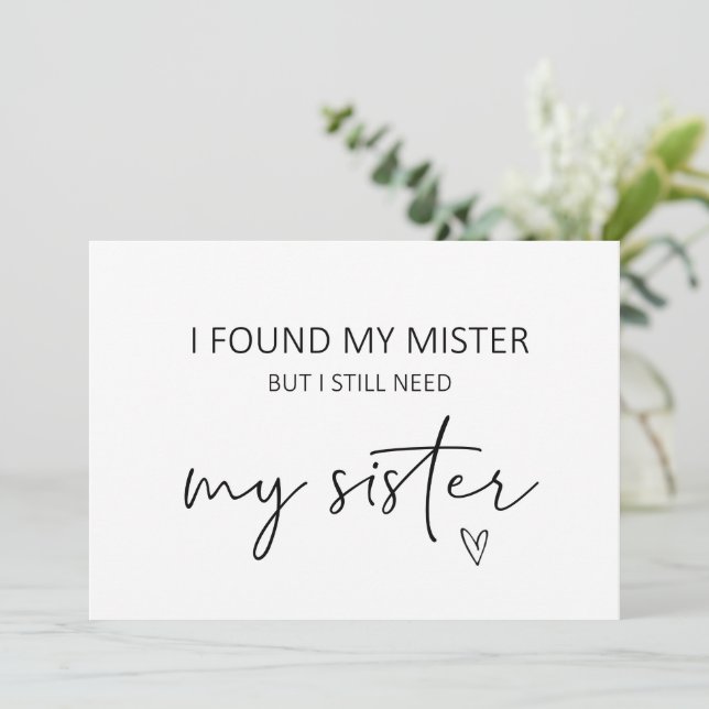 Bridesmaid Sister Vorschlag Flat Card Karte (Stehend Vorderseite)