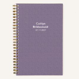 Bridesmaid Smokey Muted Purple Typographic Notizbuch