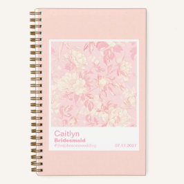 Bridesmaid Soft Peach Floral Pattern Swatch Notizbuch