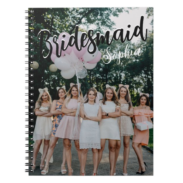 Bridesmaid spendet Personalisiertes Schwarzes Mode Notizblock (Vorderseite)