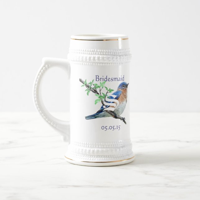 Bridesmaid Stein Wedding Vintag Bluebirds Bierglas (Links)