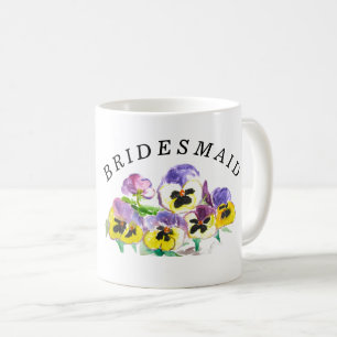 Bridesmaid Stiefmütterchen Floral Vintag Boho Wedd Kaffeetasse