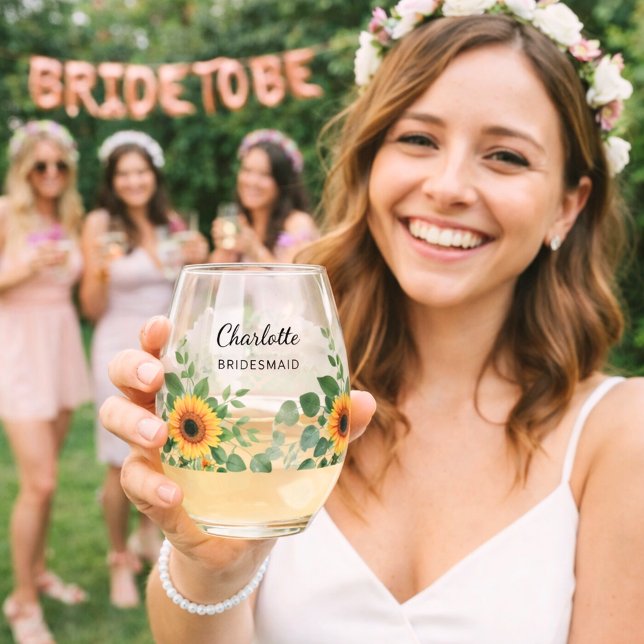 Bridesmaid sunblues eucalyptus name weinglas ohne stiel (Von Creator hochgeladen)