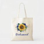 Bridesmaid Sunflower Blue Floral Tragetasche<br><div class="desc">This bridesmaid tote feature a watercolor sunflower and blue roses design with string lights. You can personalize it with a name Please visit our store for more products featuring this design that you can customize for your needs.</div>