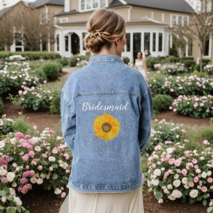 Bridesmaid Sunflower Blume Wedding Bachelorette Jeansjacke