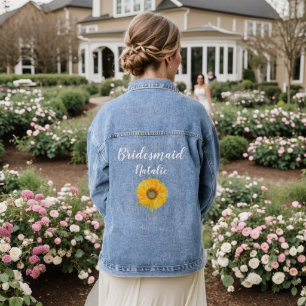 Bridesmaid Sunflower Blume Wedding Bachelorette Jeansjacke