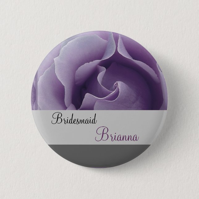 BRIDESMAID-Taste mit LILA Rose von LAVENDER Button (Vorderseite)