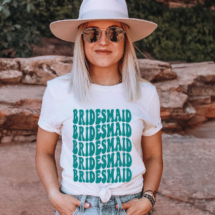 Bridesmaid Teal Personalized Matching Bridal Party T-Shirt