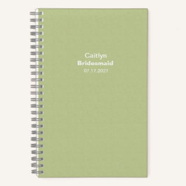 Bridesmaid Textured Grass Green Typographic Notizbuch