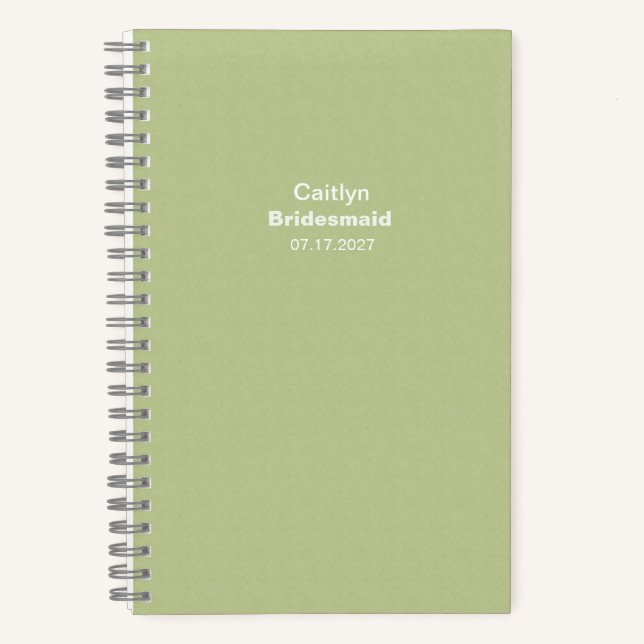 Bridesmaid Textured Grass Green Typographic Notizbuch (Vorderseite)