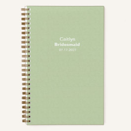 Bridesmaid Textured Sage Green Typographic Notizbuch
