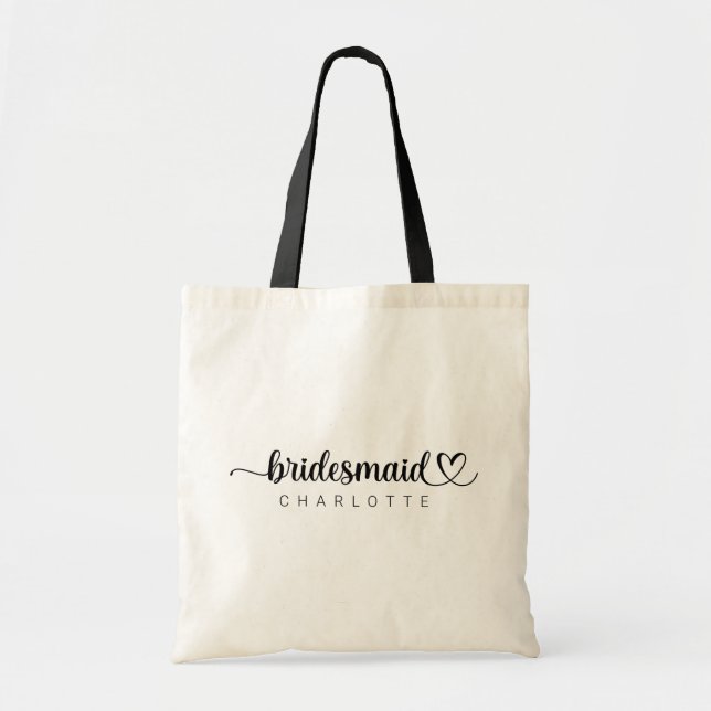 Bridesmaid Tote Bag | Modernes Skript Tragetasche (Vorne)