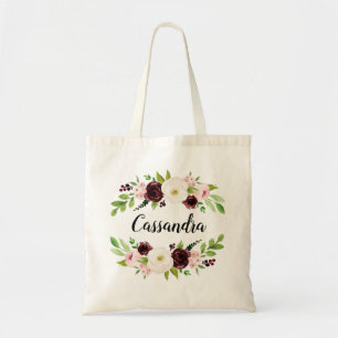 Bridesmaid Tote Bag Vorschlag Custom Maroon Blume Tragetasche