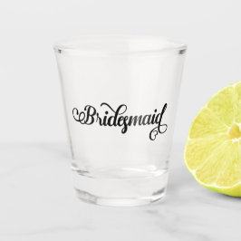 Bridesmaid-Typografie mit Herz-Hochzeit Schnapsglas