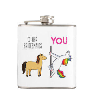 Bridesmaid Unicorn Funny Wedding Flachmann
