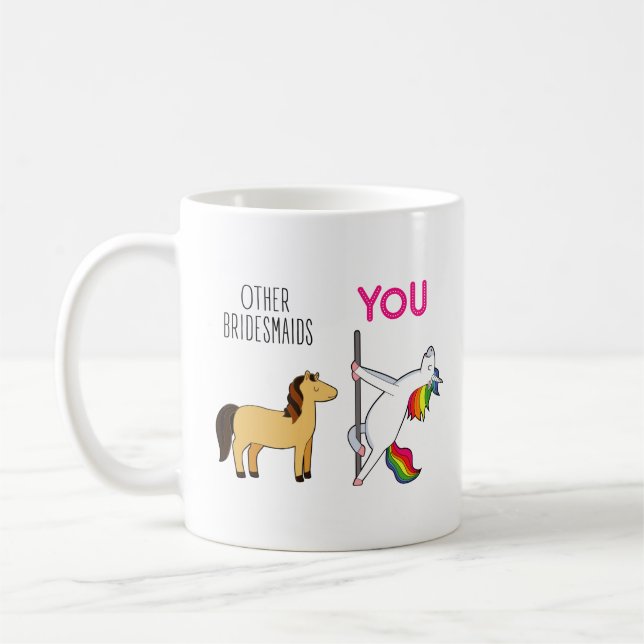 Bridesmaid Unicorn Funny Wedding Kaffeetasse (Links)