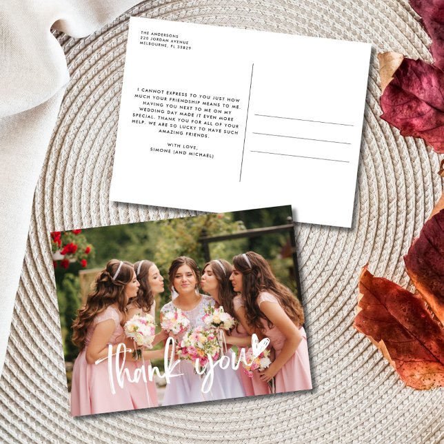 Bridesmaid Vielen Dank Foto Wedding Postkarte (Bridesmaid Thank You Photo Wedding Postcard)