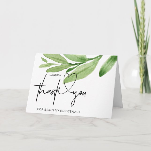 Bridesmaid vielen Dank für die Hochzeit von Bride Karte (Vorderseite)