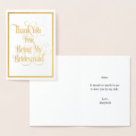 Bridesmaid Vielen Dank Gold Foil Card Folienkarte