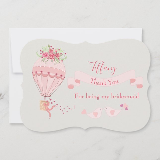 Bridesmaid Vielen Dank Hot Air Ballon Einladung (Vorderseite)