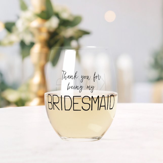 Bridesmaid Vielen Dank Weinglas Ohne Stiel (Insitu (Hochzeit))