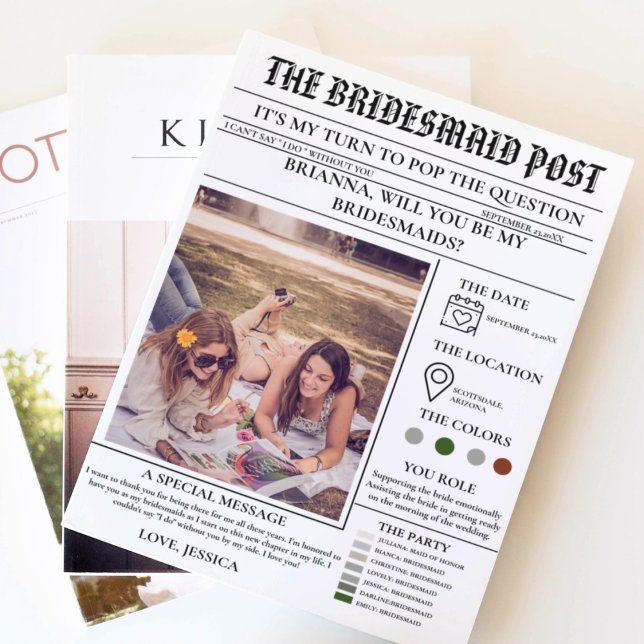 Bridesmaid-Vorlage Zeitung+Bridesmaid-Info-Karte Einladung (Von Creator hochgeladen)