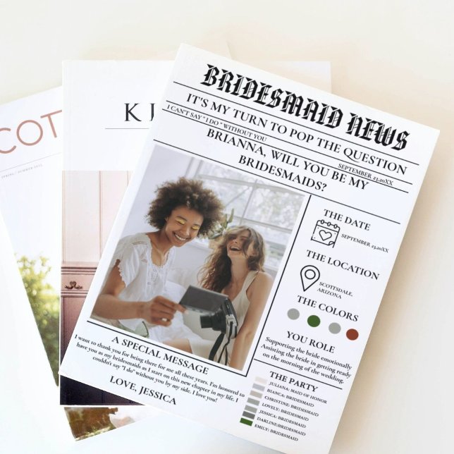 Bridesmaid-Vorlage Zeitung+Bridesmaid-Info-Karte Einladung (Von Creator hochgeladen)