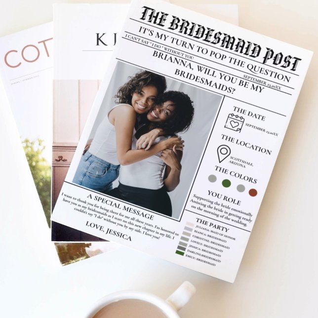 Bridesmaid-Vorlage Zeitung+Bridesmaid-Info-Karte Einladung (Von Creator hochgeladen)