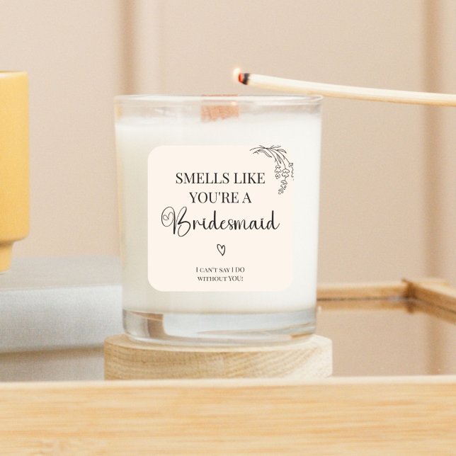 Bridesmaid-Vorschlag Candle-Aufkleber Quadratischer Aufkleber (Von Creator hochgeladen)