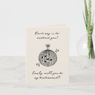 Bridesmaid Vorschlag Card Retro Disco Ball Wedding Dankeskarte