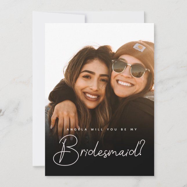Bridesmaid-Vorschlag Foto-Skript Flat Card (Vorderseite)