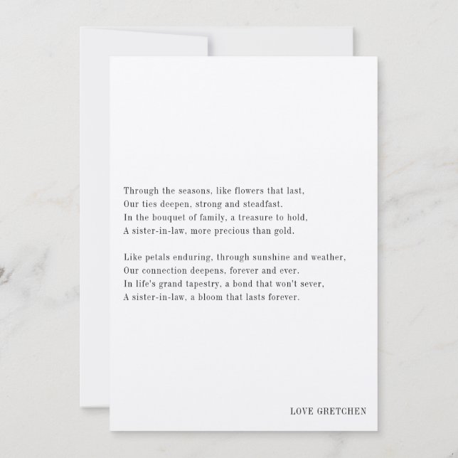 Bridesmaid-Vorschlag für die Schwiegereltern mit G Einladung (Rückseite)