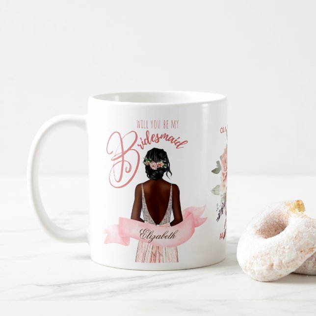 BRIDESMAID-VORSCHLAG GIFT Afrikanischer amerikanis Kaffeetasse (Mit Donut)