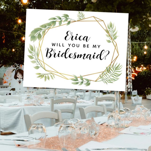 Bridesmaid Vorschlag grün Hochzeitsfeier geo Einladungspostkarte (Von Creator hochgeladen)