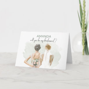 Bridesmaid-Vorschlag Grüner Individuelle Name Karte