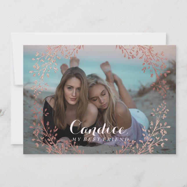 Bridesmaid Vorschlag Imitats Rose Goldflorale Gren Einladung (Vorderseite)