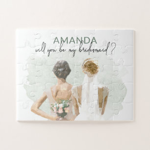 Bridesmaid Vorschlag Individuelle Name Grüne Farbe Puzzle