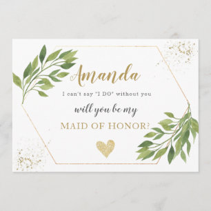 Bridesmaid Vorschlag Karte Grün und Gold