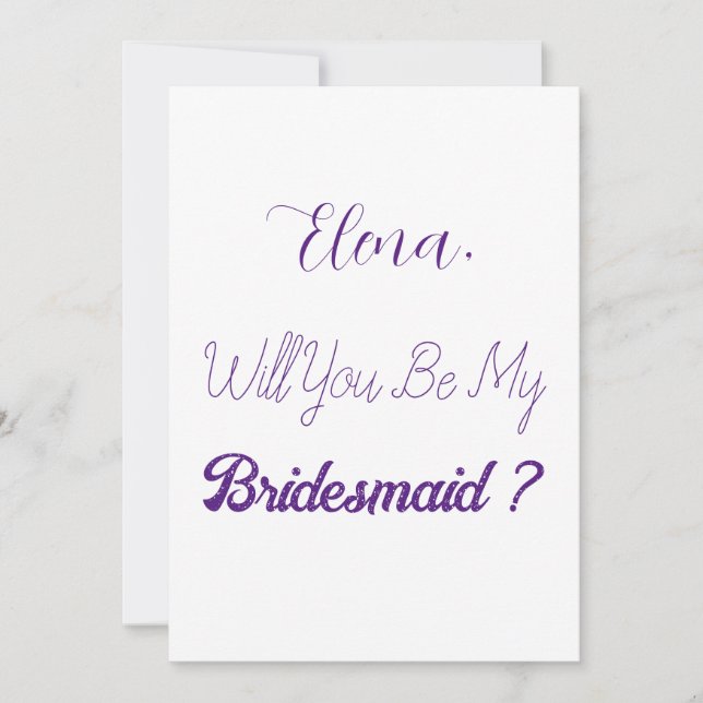 Bridesmaid-Vorschlag Lila White-Elegant-Hochzeit Einladung (Vorderseite)
