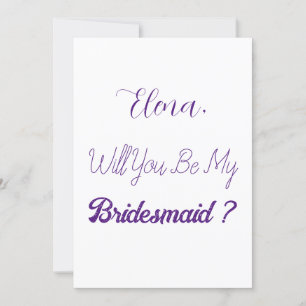 Bridesmaid-Vorschlag Lila White-Elegant-Hochzeit Einladung