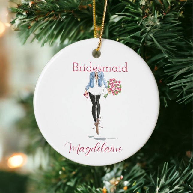 Bridesmaid Vorschlag Mode Blumenkreuz Custom Keramik Ornament (Von Creator hochgeladen)