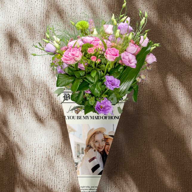 Bridesmaid Vorschlag Newspaper Bouquet Foto Geschenkpapier (Bridesmaid Proposal Newspaper Bouquet Photo Wrapping Paper)