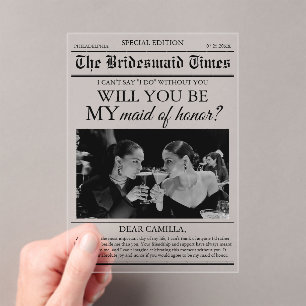 Bridesmaid Vorschlag Newspaper Foto Acryleinladungen