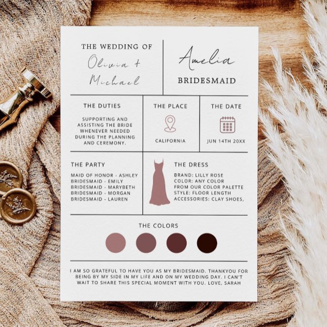 Bridesmaid-Vorschlag und Trauzeugin-Karte Einladung (Bridesmaid Proposal & Maid of Honor Card)