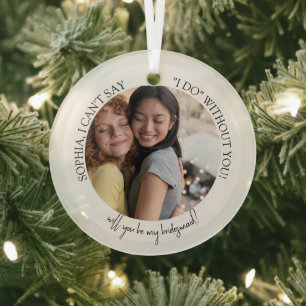 Bridesmaid-Vorschlag Weihnachts-Foto Ornament Aus Glas